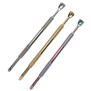 Juego de 3 Empujadores de Cutículas de Doble Cabeza de Acero Inoxidable con Agarre Moleteado, Herramienta para Uñas - Product Image 1