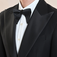 Nouveaux produits OEM : Costume Safari pour homme, veste noire à simple boutonnage et pantalon, coupe ajustée pour mariage