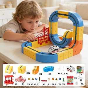 Bloques de construcción magnéticos versátiles, vía de tren, vagón, ferrocarril eléctrico, antigravedad, juguete de regalo para niños. - Product Image 1