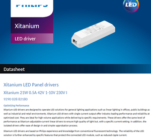 ไดรเวอร์แผงไฟ LED แบบกระแสคงที่ Xitanium 21W 0.5A 42V 1-10V 230V I AC-DC  ตัวเรือนพลาสติก รับประกัน 5 ปี สำหรับไฟ LED - Product Image 2