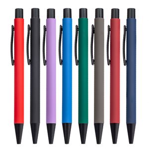 <b>Matte</b> <b>Rubber</b> Coated Straight Aluminum Click Gel Ink Pen, 8 Colors Minimalist Retractable Signature Pen Custom Logo - Product Image 1