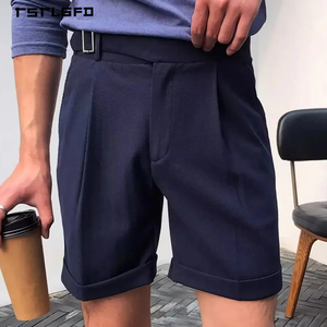 Pantalones Cortos de Traje Plisados Verde Menta para Hombre, de Cintura Alta con Ajustadores Laterales y Dobladillo con Vuelta, Estilo Old Money, de Lujo para Resort, Verano, Corte Entallado - Product Image 2