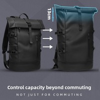 Sac à dos de voyage tendance et élégant en PVC imperméable à bords roulés, grande capacité, pour hommes, sac pour ordinateur portable pour étudiants