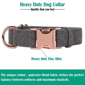 गर्म बेचने भारी शुल्क आरामदायक ट्वीड ऊन कपड़े क्लासिक सन कस्टम लोगो कपास कुत्ते पट्टा कॉलर के साथ गुलाब सोने बकसुआ - Product Image 3