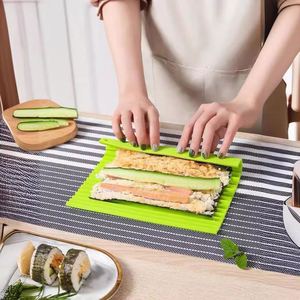 Utensilio para Enrollar <span class=keywords><strong>Sushi</strong></span> Japonés de Bambú, Molde de Silicona para Enrollar <span class=keywords><strong>Sushi</strong></span>, Rollo de Arroz con Algas Marinas - Product Image 1