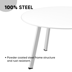 Modern White Round <b>Side</b> <b>Table</b> with 4 Steel Legs for Living Room End <b>Table</b> with Adjustable Feet End <b>Table</b> for <b>Sofa</b> <b>Side</b> & Bedroom - Product Image 3