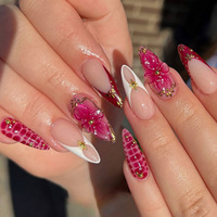 Uñas Postizas Personalizadas OEM de 24 Piezas con Efecto Ojo de Gato, Forma de Almendra, Uñas Artificiales Reutilizables