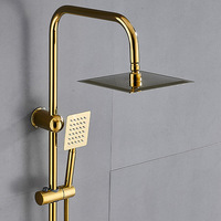 Système de douche doré combiné de robinet de pulvérisation à main de pluie rond haute pression mural