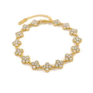 Bracelet de luxe multicolores imperméable en acier inoxydable plaqué or 18 carats avec charme trèfle à quatre feuilles pour femmes et filles - Product Image 5