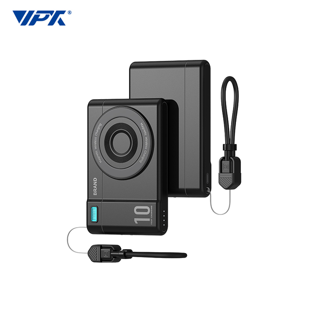 10000mAh 22.5W Fast Charging LED Display Mini Power Banks with Retractable Micro USB Cable Magnetic Absorption Design