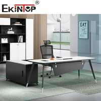 Bureau de direction moderne de luxe en forme de L pour patron ou manager, table d'ordinateur en bois avec design modulaire pour le mobilier de bureau à domicile