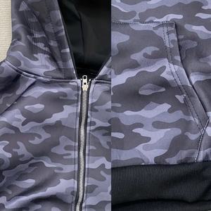 Sweat à capuche pour homme en molleton français vintage du fabricant, lourd, fermeture éclair, camouflage, 100% coton, XL, capuche, appliqué, lavage à l'acide - Product Image 3