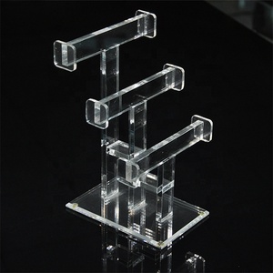 Espositore per Gioielli a 3 Livelli in Acrilico Trasparente con Barra a T, Organizzatore per Collane e Bracciali, <span class=keywords><strong>Porta</strong></span> Catene per Bancone e Toeletta - Product Image 3