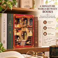 Kit de bricolage en bois pour niche à livres World Museum, puzzle 3D fait main à assembler, insert de bibliothèque miniature avec lumière LED, jouet
