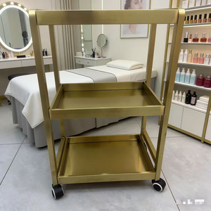 Carrito de Salón de Belleza Profesional Dorado, Muebles de Salón de Belleza, Carrito Móvil para Almacenamiento de Equipos - Product Image 2