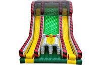 Divertido Parque de Obstáculos Inflable Verde-Amarillo con Rocódromo, de PVC Resistente para Uso Comercial, Equipo de Juego para Niños, Parque de Aventuras