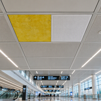 Panneau de plafond acoustique perforé ignifuge en plaque de plâtre, haute absorption sonore (NRC élevé) pour aéroports et stations de métro