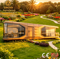 Maison Capsule Spatiale de Luxe Moderne Préfabriquée, Mini-Maison pour Glamping, avec Salle de Bain et Cuisine, en Acier et Aluminium, Étanche, Portable, pour l'Extérieur