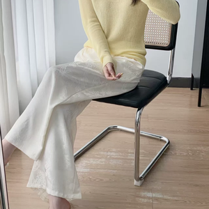 <span class=keywords><strong>Pantaloni</strong></span> Palazzo da <span class=keywords><strong>Donna</strong></span> a Vita Alta in Raso Jacquard Lucido, Gamba Larga, Plissettati, Eleganti, Lussuosi, Drappeggiati, Vestibilità Ampia - Product Image 4