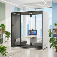 Cabine de bureau insonorisée, alliage d'aluminium de haute qualité, mur en WPC de 45 mm d'épaisseur, cabine de travail modulaire mobile pour réunions