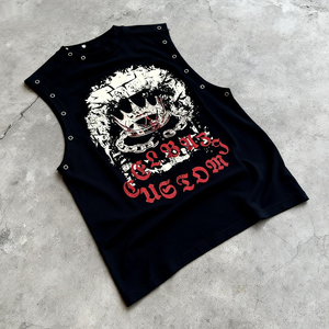 Camisetas sin Mangas Personalizadas con Logotipo, 100% Algodón, Tallas Grandes para Hombre, Estilo Urbano, Vintage, Lavado Ácido, con Pedrería - Product Image 2