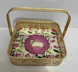 Bandeja Decorativa Dorada Premium, Cesta Organizadora de Lujo para Tocador, Elegante Decoración del Hogar, Regalo de Boda, Centro de Mesa, Bandeja para Exhibición de Frutas - Product Image 1