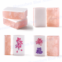Ensemble de Mahjong américain de luxe en coquille avec des tuiles à motifs floraux et de dragons pour les soirées de jeux détente