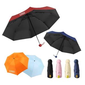 Custom With Logo Mini Promotion Capsule <b>Umbrella</b> Manual Uv Protection Lady Compact Sun and Rain Small Folding <b>Umbrella</b> - Product Image 1