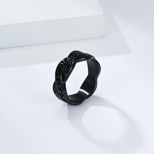 Bague en acier inoxydable titane à nœud éternel tissé avec inscription viking vintage pour homme, bijoux de mode pour <span class=keywords><strong>mariage</strong></span>, vente en gros Tempusort - Product Image 4