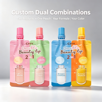 Pochette innovante à double compartiment avec bec verseur 2-en-1 pour emballage de sérum et crème