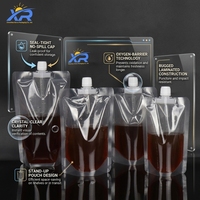 Emballage personnalisé en plastique pour jus et boissons, pochette à bec verseur transparente, sacs d'emballage en plastique pour boissons liquides et eau avec bec verseur
