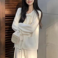 Cardigan en tricot doux imitation fourrure de vison pour femme, style chinois, boutons grenouille, automne-hiver, élégant et nouveau