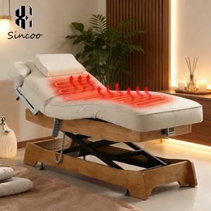 Hochwertige Kosmetikliege mit Holzsockel für Kosmetikstudios, Elektrisch Beheizbare Massage- und Gesichtsbehandlungsliege, 3 Motoren mit Massagefunktion, SPA- und Wimpernliege - Product Image 1