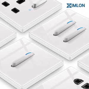 XIMLON OEM/ODM Temperli Cam Panel Otomatik Sıfırlamalı Piyano Tuşlu Duvar Anahtarı Priz Mavi LED Göstergeli 1 <span class=keywords><strong>2</strong></span> 3'lü CE Onaylı Ev Otel İçin - Product Image 5