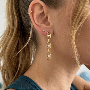 Geometric Crystal <b>Stud</b> Earrings <b>Titanium</b> Steel Bezel Setting Everyday Wear - Product Image 2
