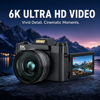 64MP 6K CMOS Sensörlü Dijital Kamera 3.0 inç Döner Ekran 16X Zoom WiFi AF Lityum Pil Selfie Vlog Kamerası Retro Tasarım Video TF Kart