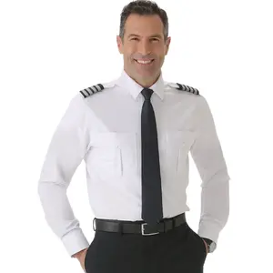 AI-MICHパイロット長袖シャツメンズおよびレディースモデル空の少ないフライトアテンダントユニフォームキャプテンプロの服装スモック