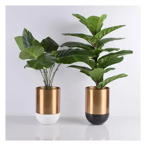 Brass Gold花Vase大理石ベースFloralディスプレイ植木鉢プランターHome Wedding VaseテーブルFlower Pot Gold Plated