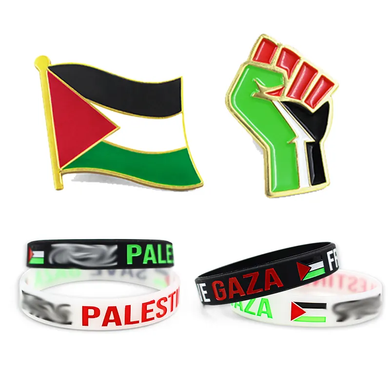 Fast Delivery Palestine Wristband Custom Black Color Rubber Wrist Bands Palestine Silicone Bracelet