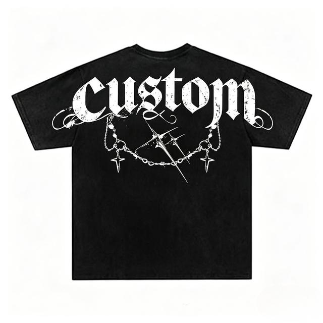 Back Graphic Pattern Men Oversized Tee Heavyweight Cotton Streetwear Tshirt