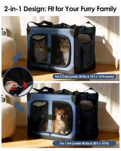 Travel Pet Carrier Bag Collapsible Dog <b>Crate</b> Kennel Dog Carrier for 3 Door Portable Soft Sided Folding for Cats Small Animals - Product Image 3