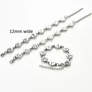 1 unidad Elegante Pulsera de Acero Inoxidable con Letras Iniciales A-Z para Mujer y Hombre, con Pequeños Dijes Redondos Tipo Moneda, Cadena de Eslabones para Muñeca o Tobillo, Joyería Metálica - Product Image 3