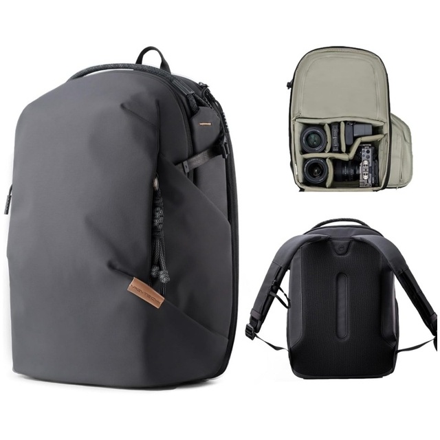 E-MYWAY Small Waterproof Hardshell Camera Backpack with 16-Inch Laptop Compartment for Photography