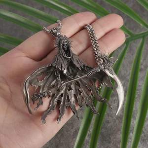 Collier Pendentif Squelette avec Sabot de la Mort, <span class=keywords><strong>en</strong></span> Alliage de <span class=keywords><strong>Zinc</strong></span>, Chaîne à Maillons, Style Punk, Unisexe, pour Fête - Product Image 4