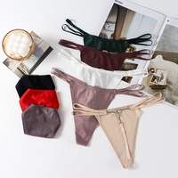 String sexy taille basse pour femme, bretelles fines, en nylon et coton brodé, antibactérien, style Pure Desire, tendance