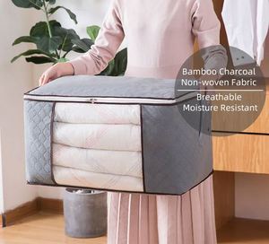 Hot Custom <b>Clothes</b> Quilt <b>Storage</b> Bag Non-woven <b>Clothes</b> Quilt Organizer Bag Large Capacity Moving Luggage Packing Bag with Zipper - Product Image 4