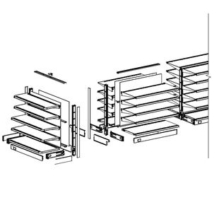 Scaffalatura Gondola Bifacciale <span class=keywords><strong>in</strong></span> <span class=keywords><strong>Legno</strong></span> Nero Resistente per Negozi, Supermercati e Alimentari - Product Image 3