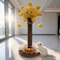 Griffoir pour chat créatif en forme d'étoile avec piste à balles, jouet interactif pour chaton, en sisal marron, 62 cm, vente en gros