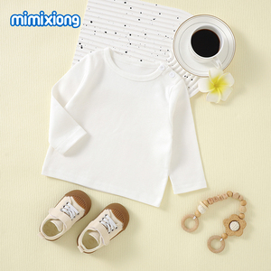 2023 primavera bambino felpa <span class=keywords><strong>top</strong></span> boutique manica lunga girocollo t-shirt bambino solido bianco abbigliamento per bambini per bambino - Product Image 3