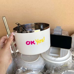 Tazón de acero inoxidable para fideos instantáneos con tapa, gran capacidad, fácil de lavar, para dormitorios de estudiantes y comedores - Product Image 2